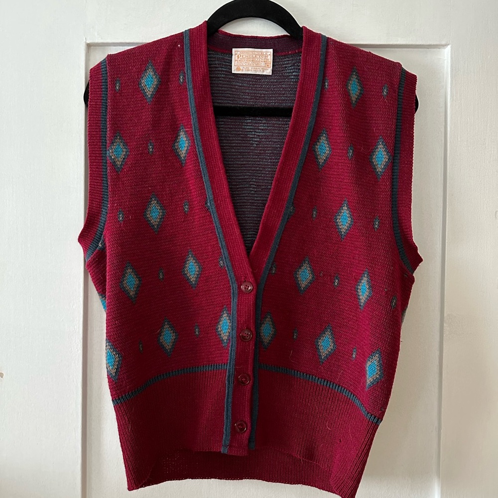 Authentic Pendleton Wool Sweater Vest, Great Cond… - image 1